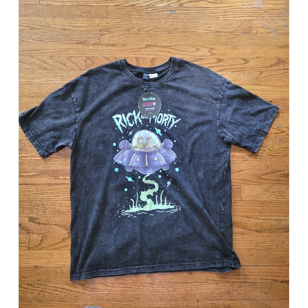 Rick & Morty Acid Wash Graphic Print T-Shirt Size Large NWT